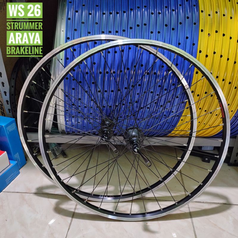 wheel set 26 strummer 6 pawls jangkrik - wheelset 26 vbrake - wheelset 26 ubrake - velg 26 vbrake - 