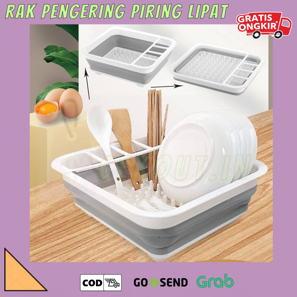 RAK PENGERING PIRING SILIKON LIPAT PIRING/FOLDABLE DISH DRAINER/ RAK PENGERING PIRING FOLDABLE