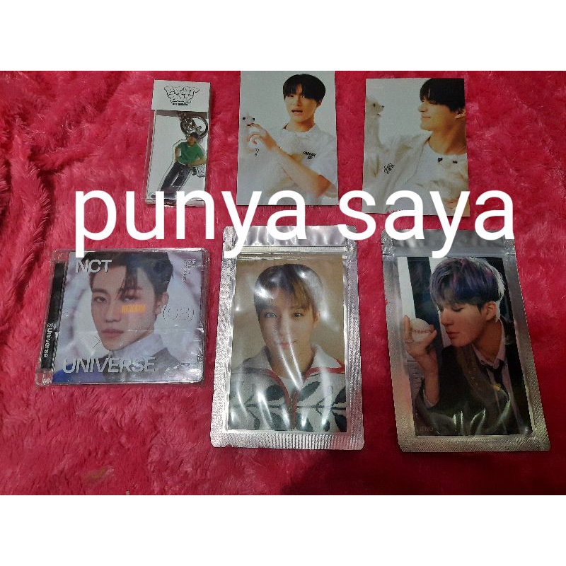 Postcard Jeno SG 22, photo 4x6 dream cinema, lets play ball, acrilic keyring, album only jewel case 