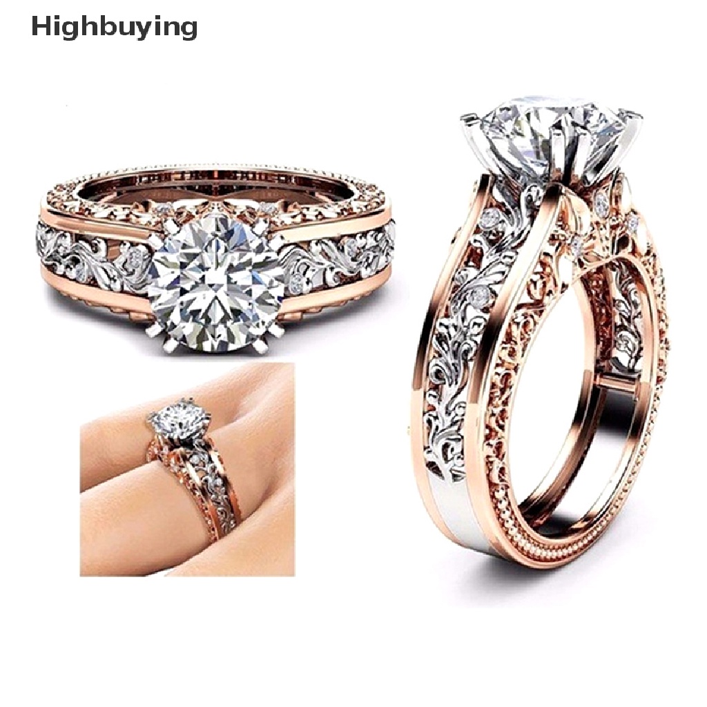 1 Pc Cincin Kristal Zircon Berlian Batu Permata Logam Model Rongga Untuk Hadiah Perhiasan Pernikahan Wanita Glory