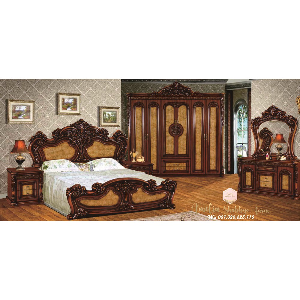 Set Kamar Mewah Rococo Kayu Jati Finishing