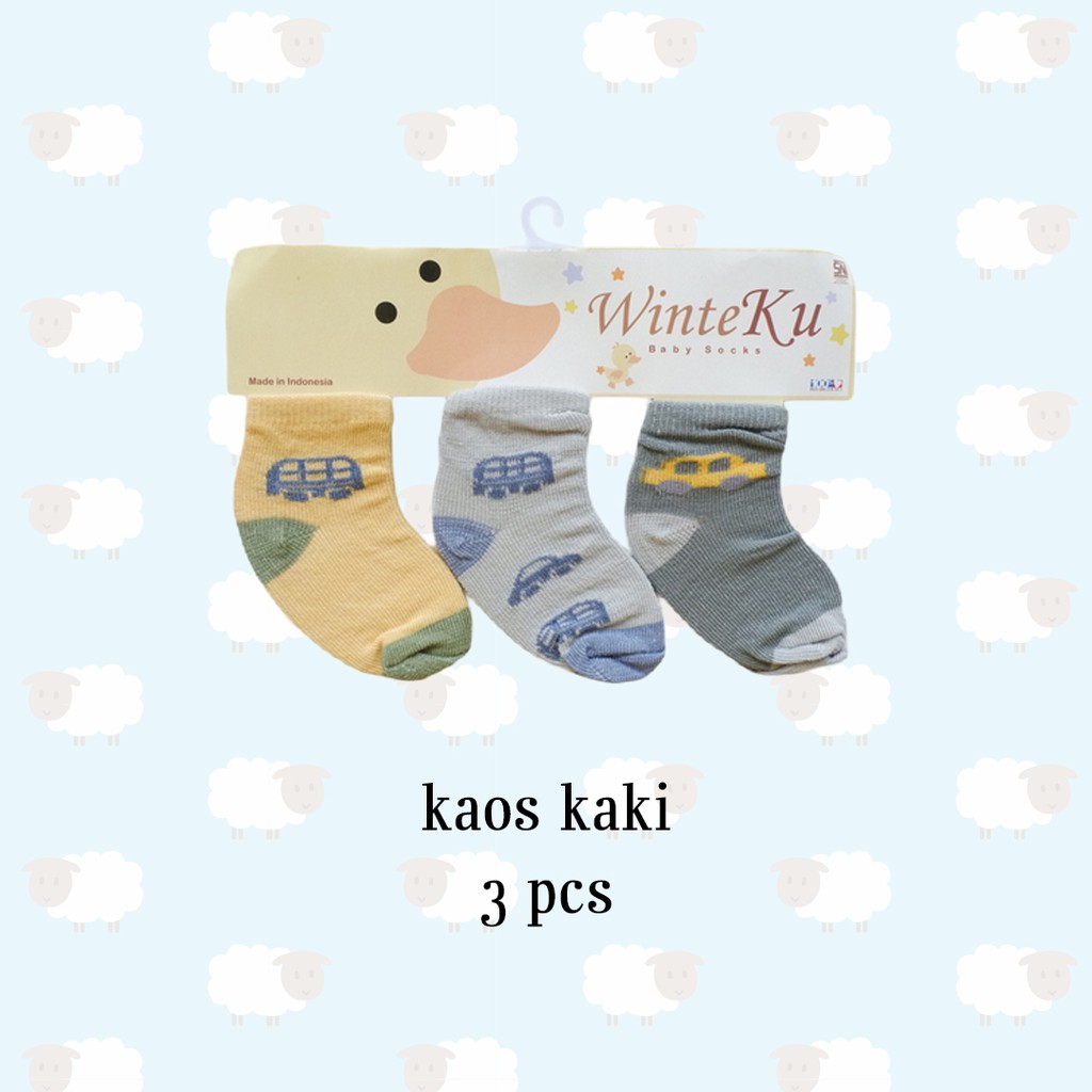 ISI 3 PASANG Winteku Baby Socks | Kaos Kaki Bayi Cewek Cowok