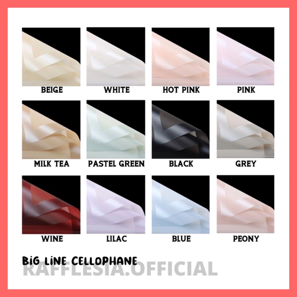 

[5 LEMBAR] Flower Wrapping Paper Transparan List Frame Tebal Kertas Buket Bunga Cellophane Florist Bigline