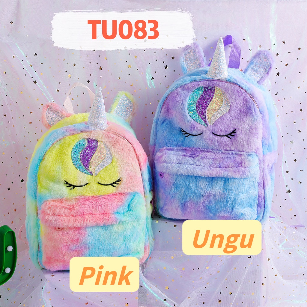 Ransel Tas Unicorn Bulu Fluffy TU018 TU049 TU050 TU060 tas selempang sekolah tk sd paud anak perempuan backpack