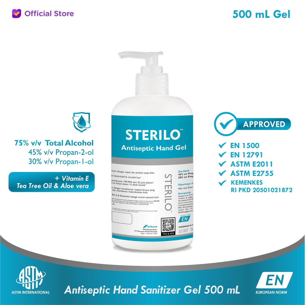 Sterilo Antiseptic Hand Sanitizer Gel 500 mL Medical Grade | Shopee