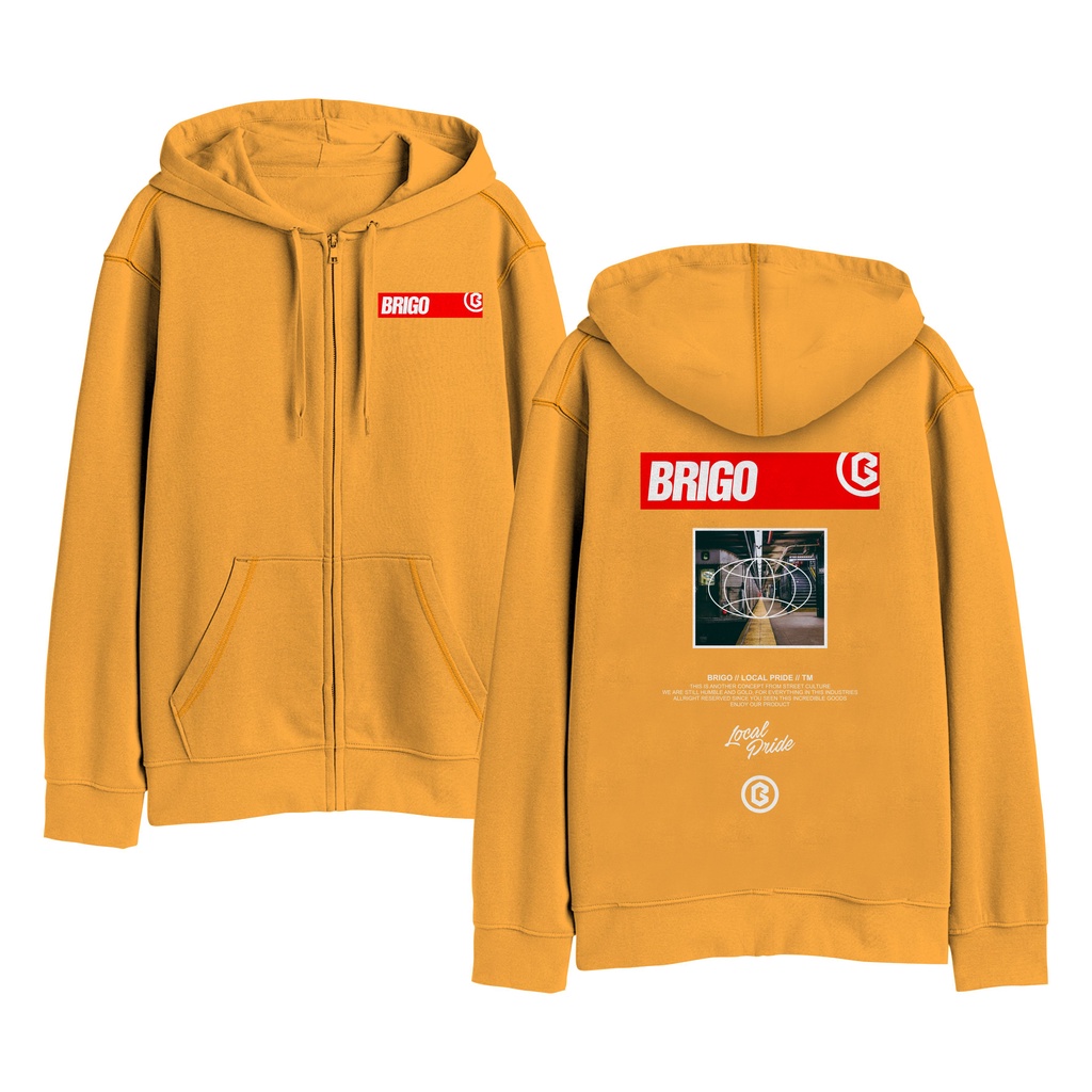 BRIGO Zipper Jumper Hoodie RED II Sweater Hoodie Resleting BRIGO RED Sablon DTF Fleece Cotton M-XXL (Pria &amp; Wanita) Free stiker&amp;Gantungan Kunci