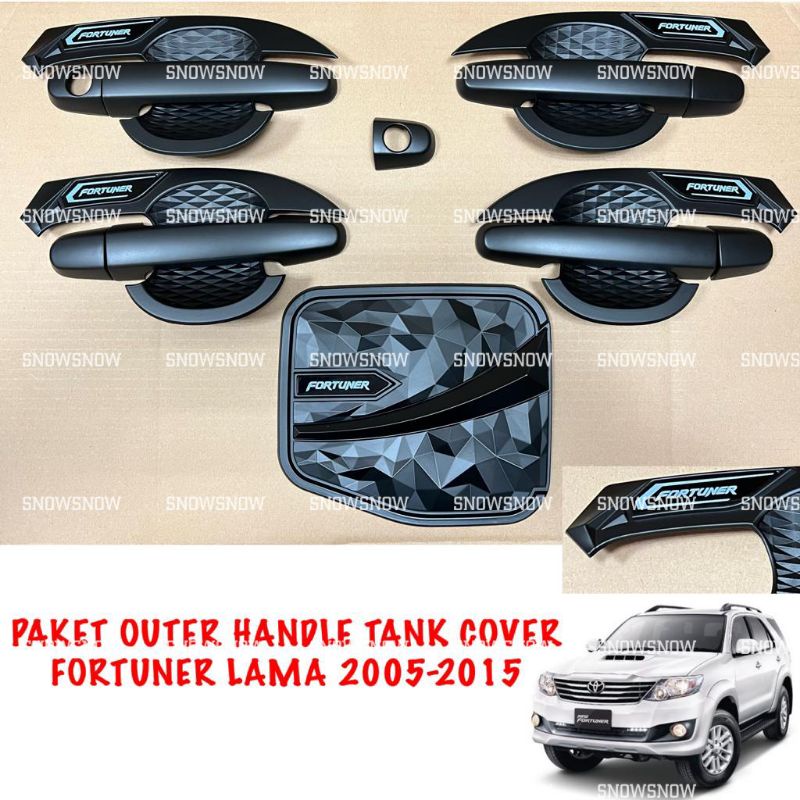 Paket Outer Handle Tank Cover Fortuner Lama Old 2005 2010 2014 2015 Sporty Hitam