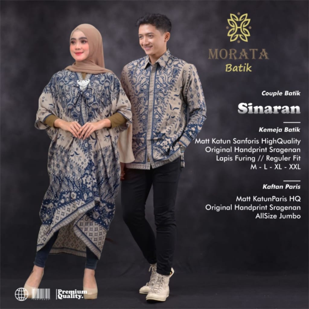 sinaran kemeja baju pakaian atasan gamis kaftan dress batik solo couple set pasangan kombinasi tunan