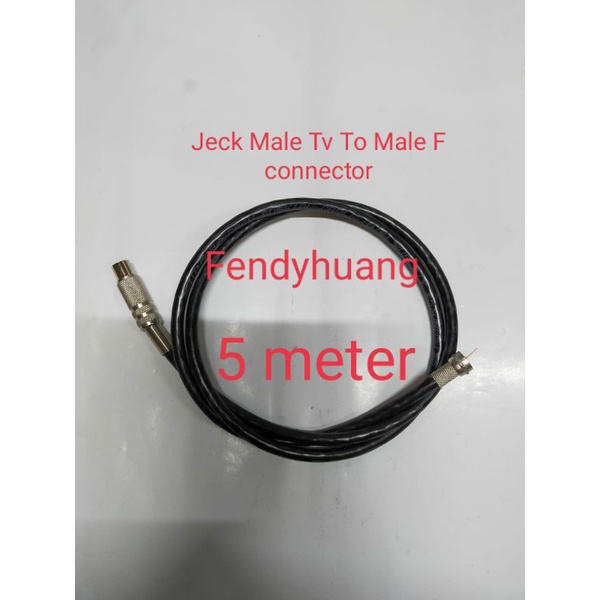 Kabel antena digital Receiver jack Tv male besi to jack male F connector panjang 5 meter