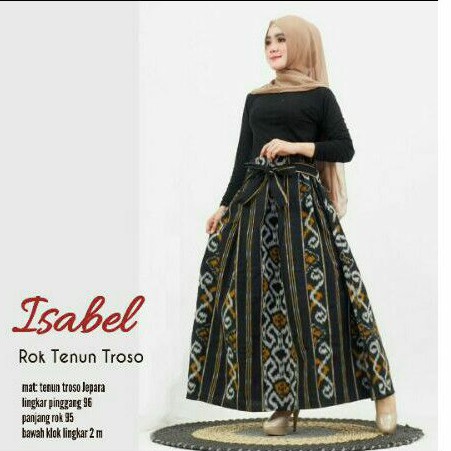 Isabel Rok Tenun Troso Payung Klok Batik Skirt Asmat Etnik Cantik Modern Fashion Wanita Bawahan