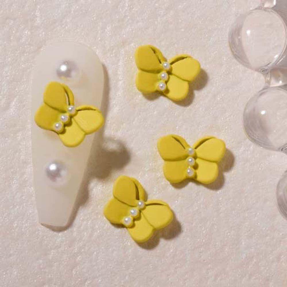 Mxbeauty Hiasan Nail Art Kupu-Kupu Fashion Jepang Mutiara Imitasi Hiasan Kuku Perhiasan Kuku 3D