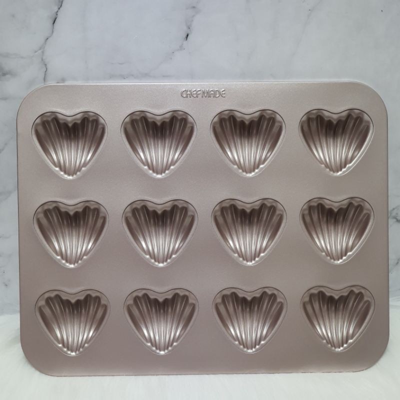 Chefmade 12cups non stick Heart shape madeleine pan / loyang kerang wk9422