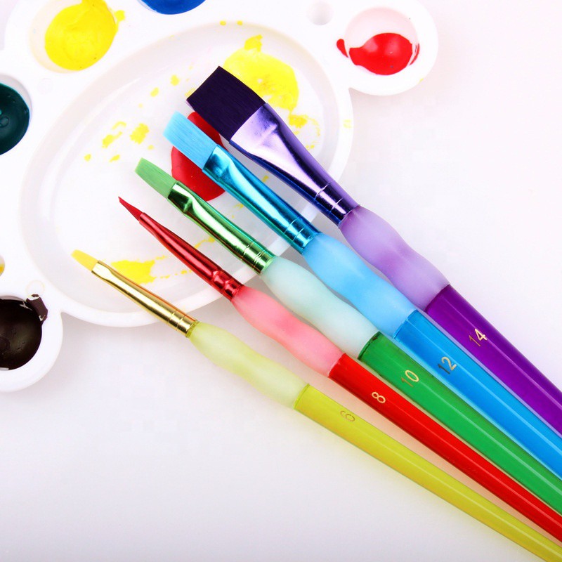 

5pcs Nylon Children Art Brushes silicone painting brushes kuas lukis