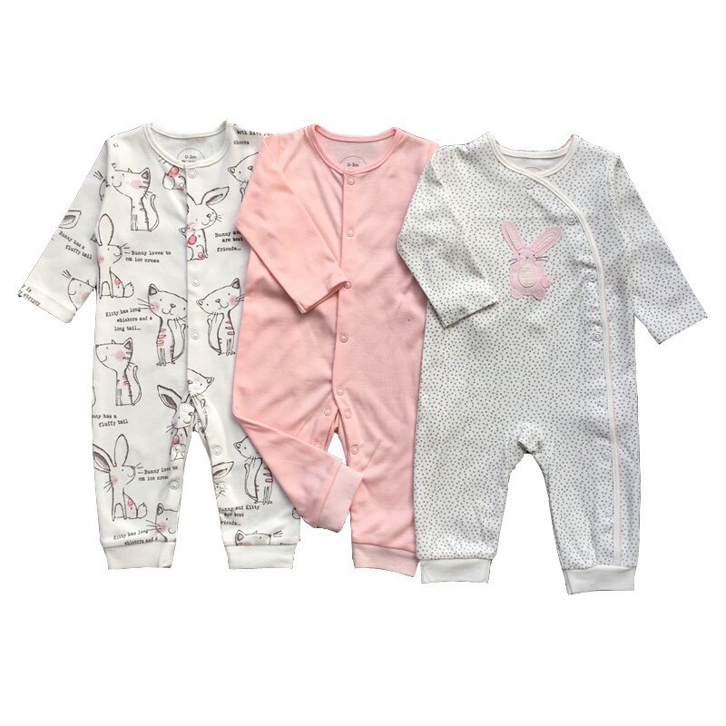 BABY K2 - Sleepsuit buka kaki isi 3 pcs motif cat pink