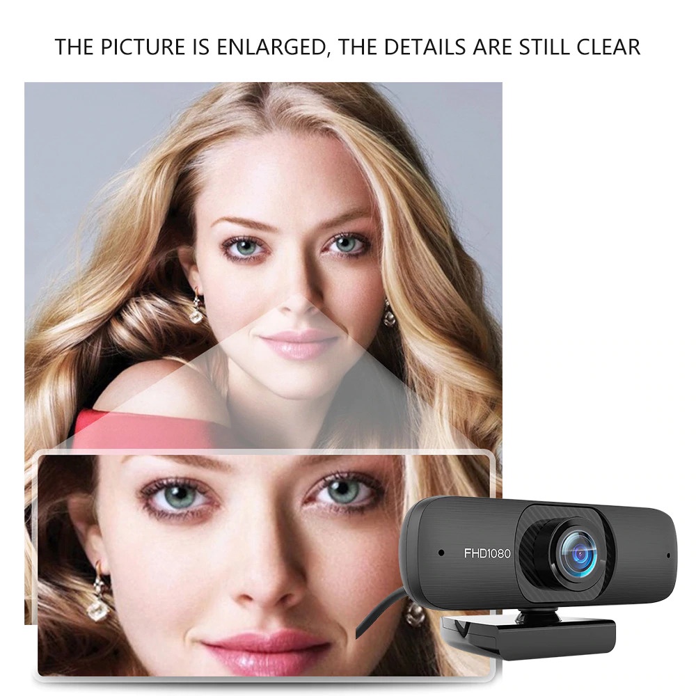 GIAUSA HD Webcam Desktop PC Laptop Video Conference 1080P with Microphone - Black