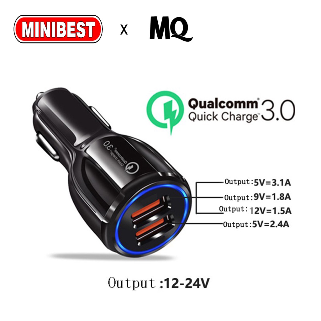 Car Charger Colokan Mobil 2 Ports QC3.0 3.1A Qualcomm Black White MQ-FT04