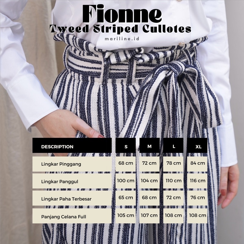 MARILINE Bundling Set Fionne n Flo - Set Atasan Kemeja dan Celana Kulot Salur