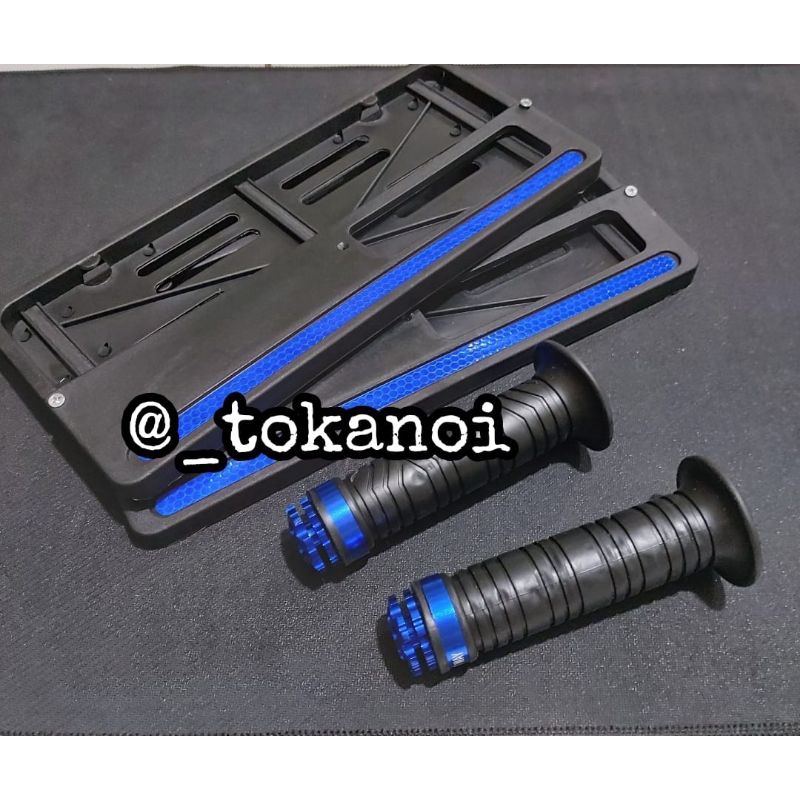 Paket murah dudukan plat nomor motor dan grip ring universal honda yamaha suzuki kawasaki