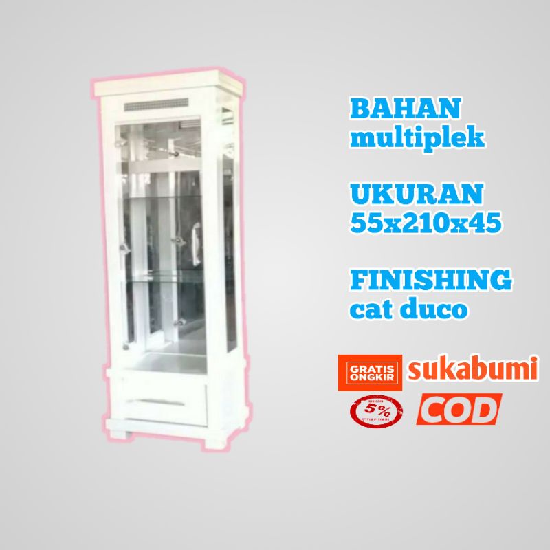 lemari kaca pajangan 1 pintu