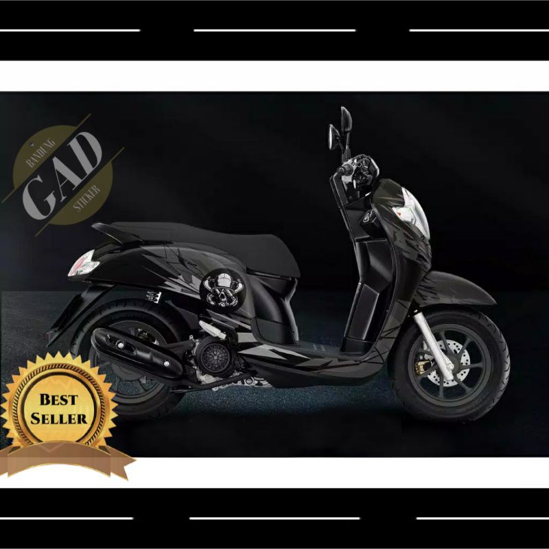 DECAL SCOOPY BLACK SKULL FULLBODY FULL BLOK