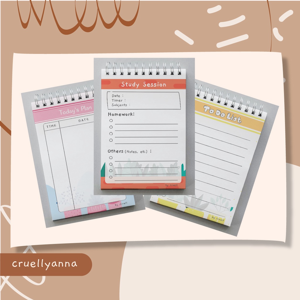 

[cruell 040] To Do List - Study sessions - Today's plan A6 isi 50 lembar