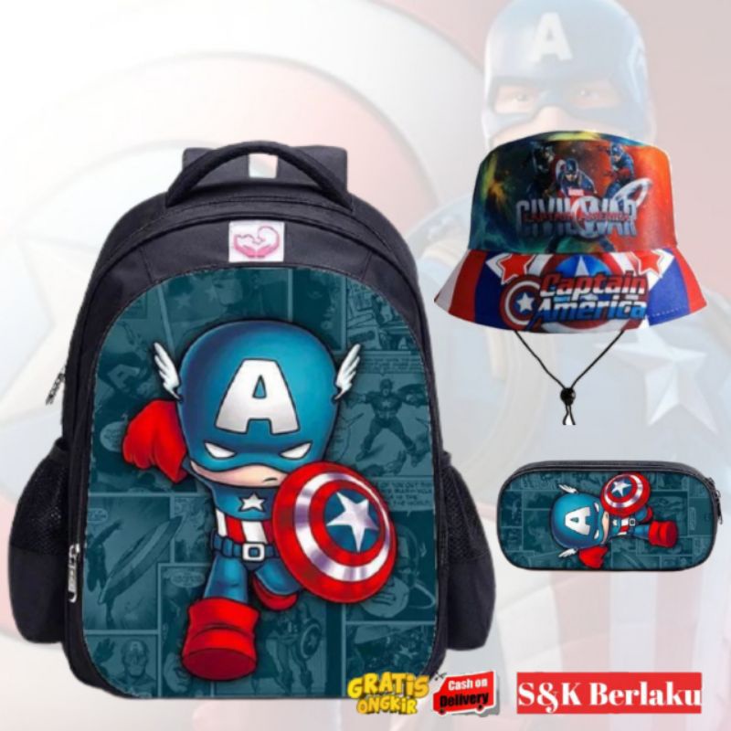 0Tas Ransel Fashion Sekolah Anak Laki Laki PAUD TK SD Marvel Super Hero BATMEAN