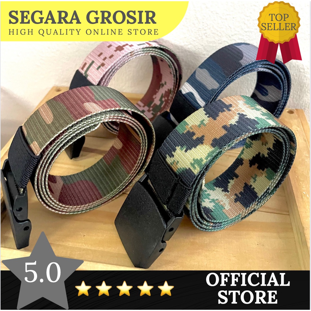 Gesper Ikat Pinggang Pria Tni Loreng Camo Militer Plastik Ringan