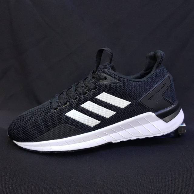 Sepatu Adidas Questar Ride Black White Hitam Putih Navy Sneakers Running Fitnes Srnam Pria Wanita