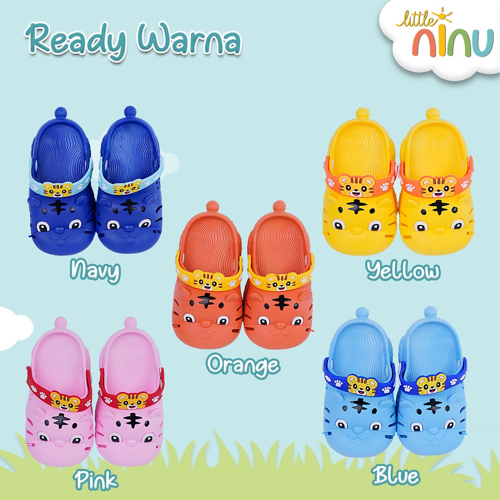 LITTLE NINU Sandal Jelly Anak Slip On Slipper Karakter Macan Tiger