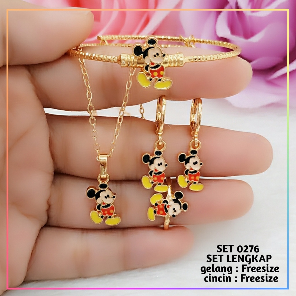 Set perhiasan xuping set anak mickey mouse kuning perhiasan lapis emas gold 0276