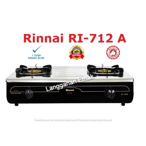 Kompor Gas Rinnai RI-712 A / RI 712A / RI-712A / RI 712 A ( 2 TUNGKU )