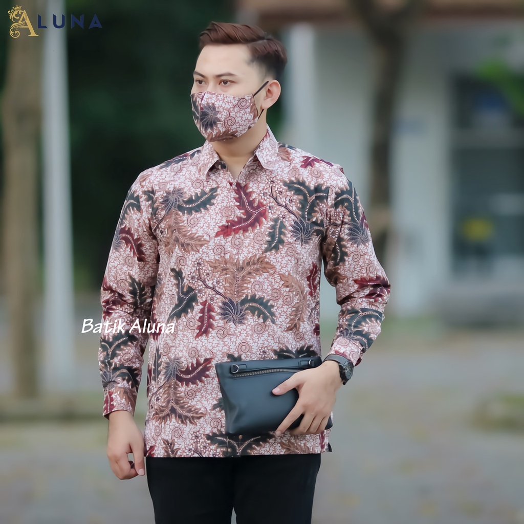 KEMEJA BATIK PRIA PREMIUM LENGAN PANJANG REGULAR BATIK ALUNA PCW 025