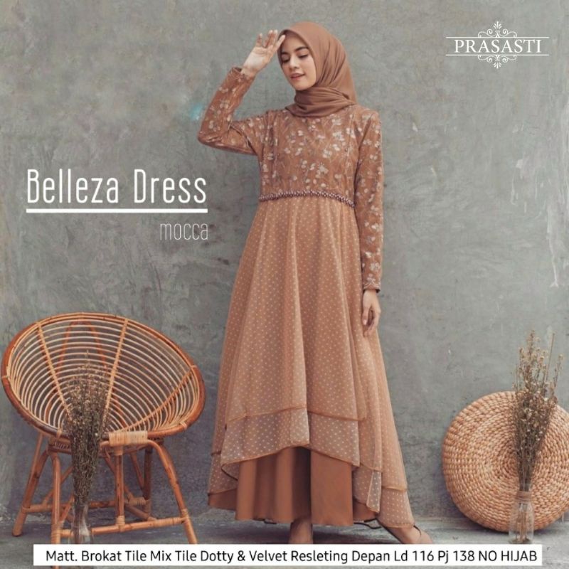 baju gamis brokat long dress muslim wanita BELLEZA