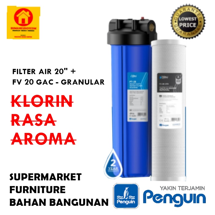 FILTER AIR PENGUIN 20" - PENGUIN FILTER AIR - SARINGAN AIR PENGUIN BLEU 20" CTO PP PENGUIN