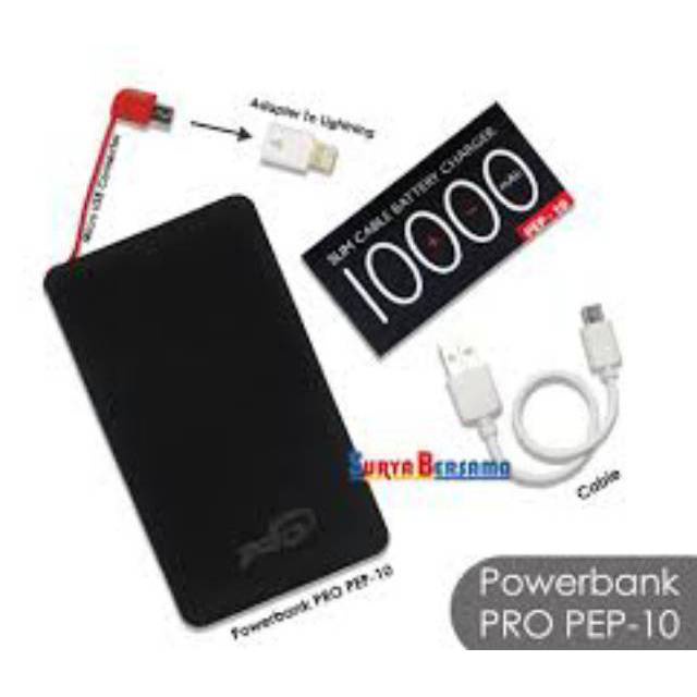 Pro Charger Power Bank PB Powerbank Slim THIN ULTRA LED PEP-10 10000mAh POWER BANK