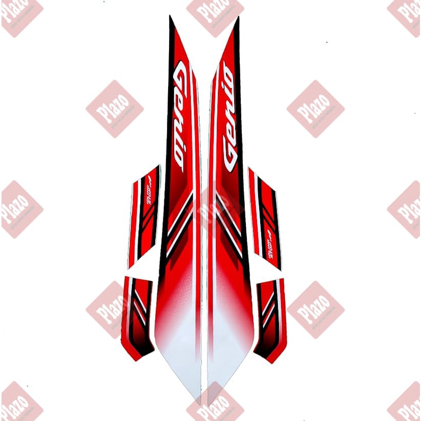 stiker motor honda genio 110 iss 2019 putih-merah