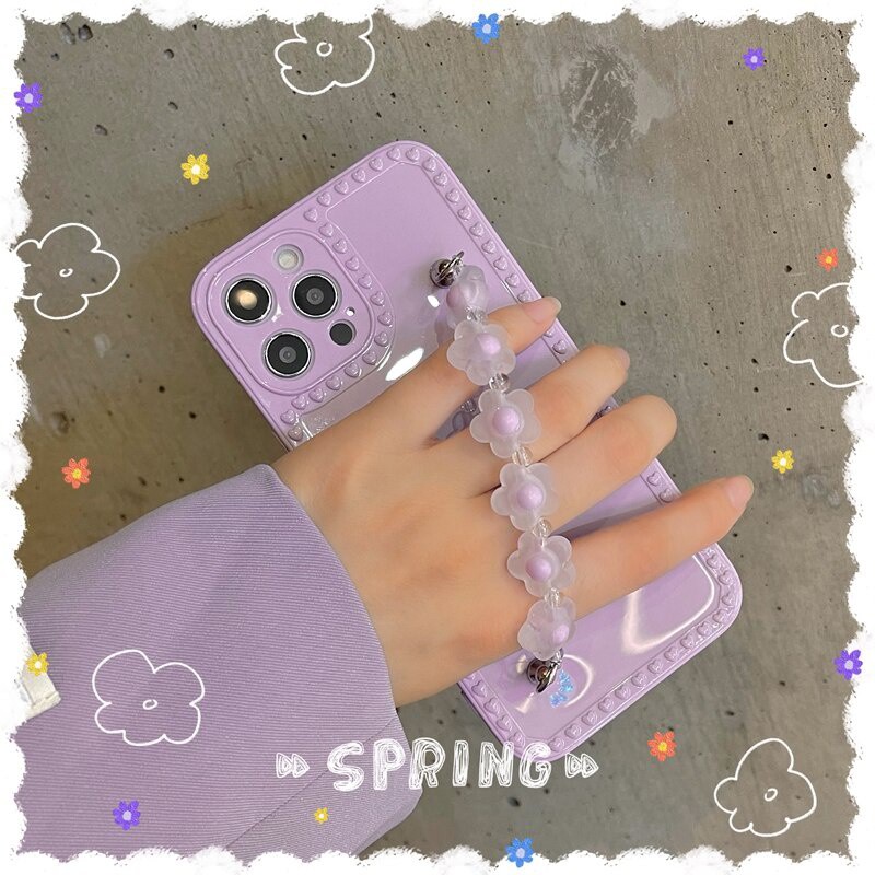 3D Purple Lavender Wristband Bracelet Phone Case compatible for IPhone 12 11 Pro Max X Xs Max XR 8 7 Plus Bumper Glossy Soft TPU Back Cover