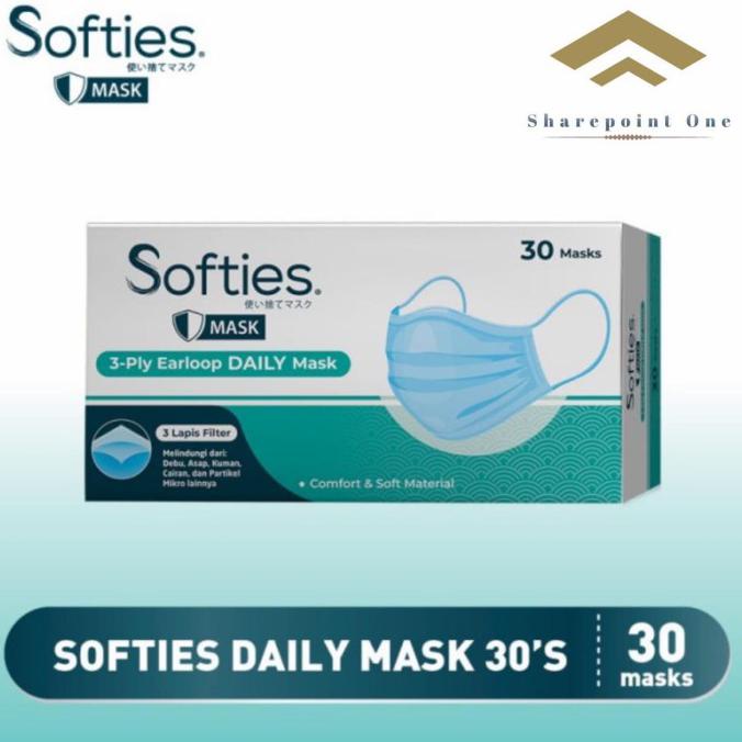 Best Seller Softies Masker Earloop Daily Masker Wajah 3Ply Box 30Pcs - Daily Mask 30S