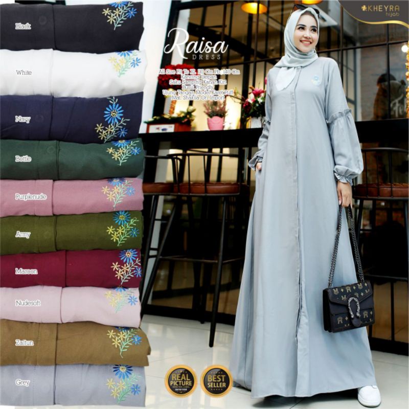 RAISA DRESS BY KHEYRA / GAMIS MAXI DRESS POLOS BERBAHAN SHAKILA IMPORT QUALITY / BUSANA MUSLIM TERBA