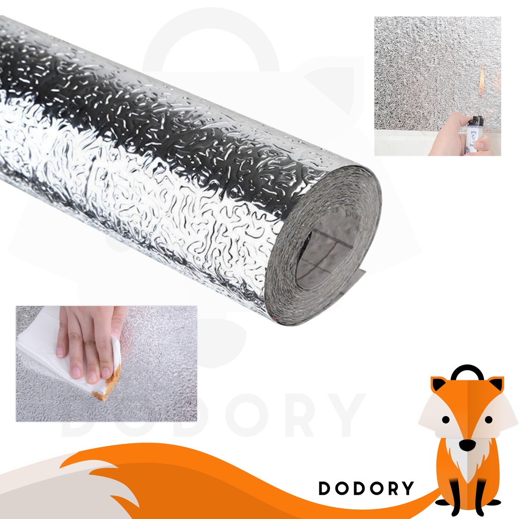 DODORY HL0208 Wallpaper Aluminium Foil Dapur Pelapis Tahan Panas Api Air Mudah Di Bersihkan