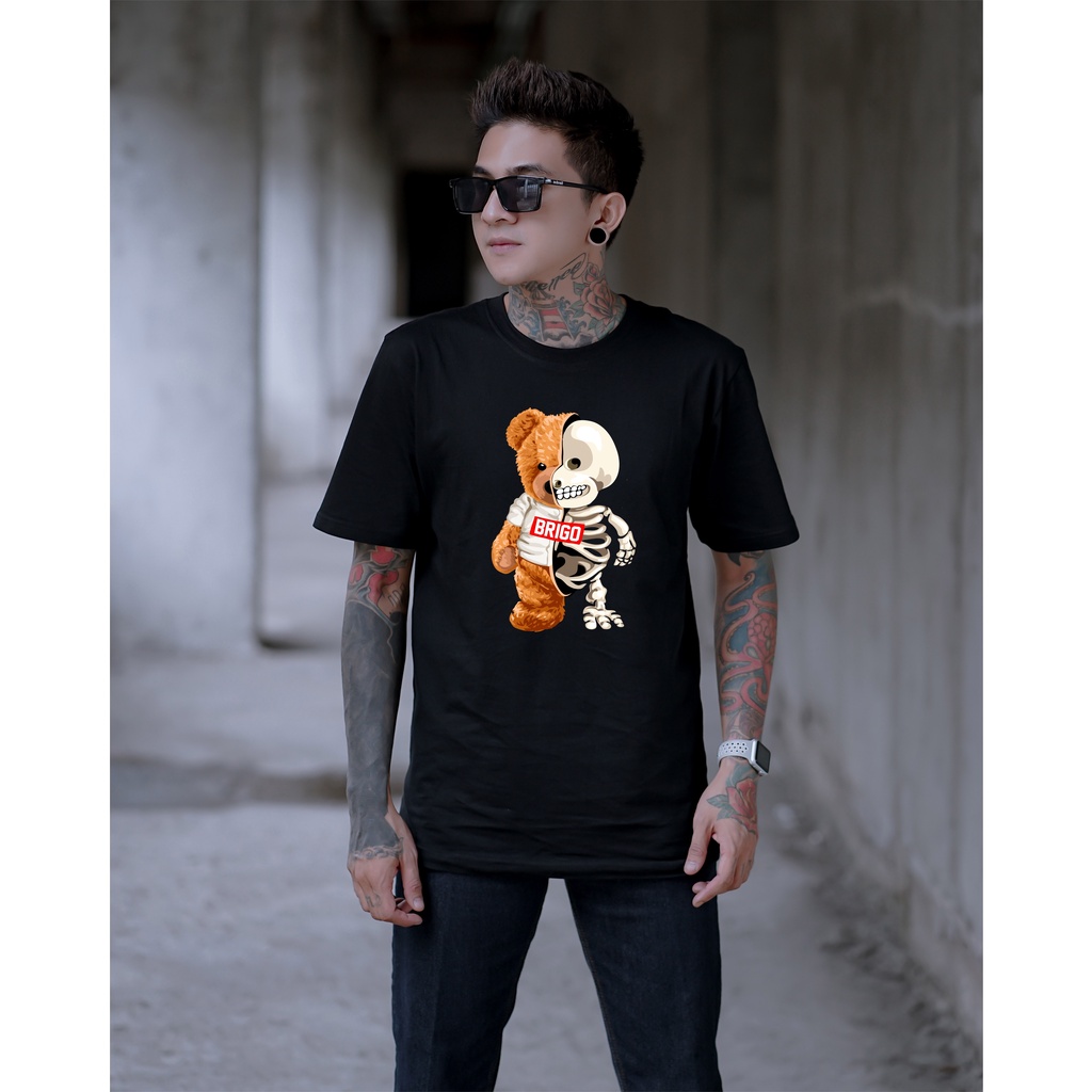 BRIGO Kaos Lengan Pendek Bear Two Face || Kaos Katun Combed M-XL || Kaos Distro BRIGO Beruang Two Face