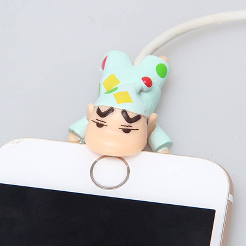 QUINTON Phone Accessory Cable Bite Protector Type C Cable Cable Winder Crayon Shin-chan Earphone Cord Bite Anime Cord Protector Cable Protector Cartoon for iPhone Usb Cable Organizer