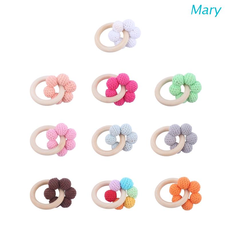 Mary Mainan Rattle Teether Manik-Manik Kayu Untuk Bayi