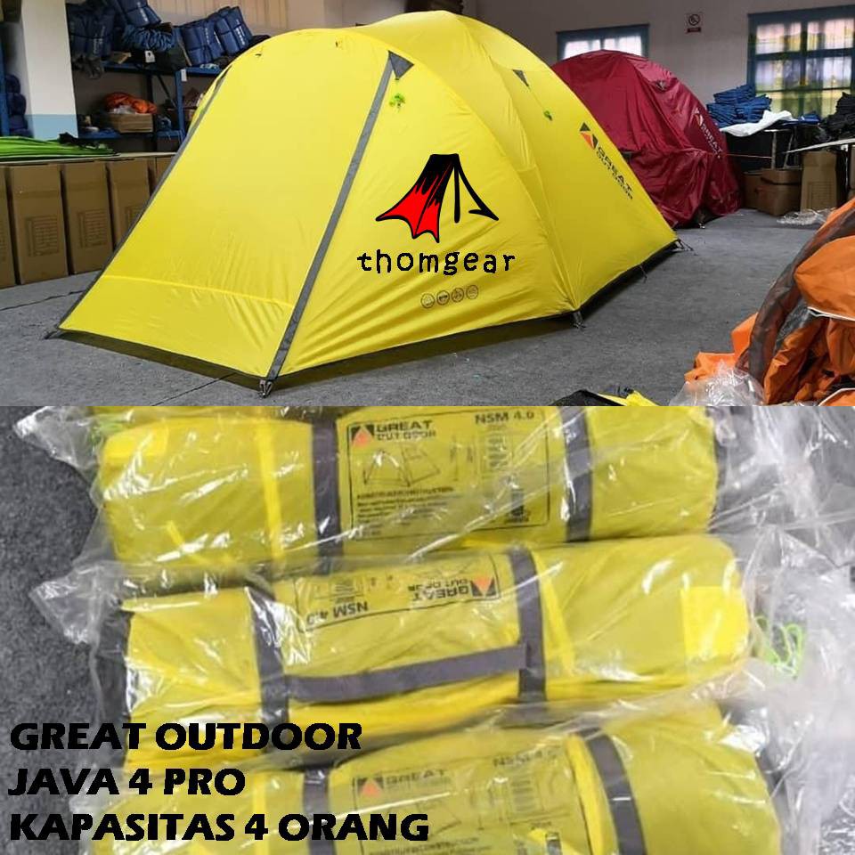 Tenda Camping Dome 4 Orang Double Layer Great Outdoor Java 4 Pro Kuning Thomgear