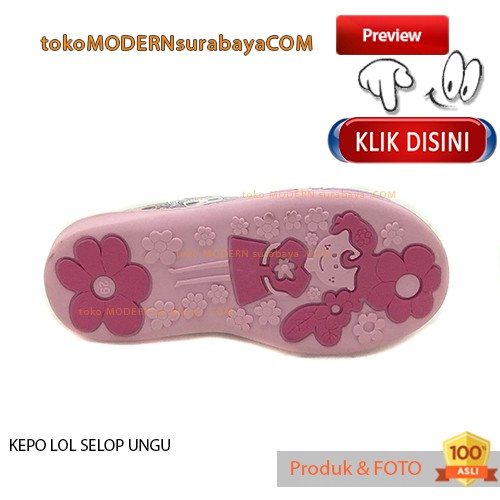 SEPATU SANDAL ANAK KARAKTER PRINTING KEPO LOL SELOP UNGU