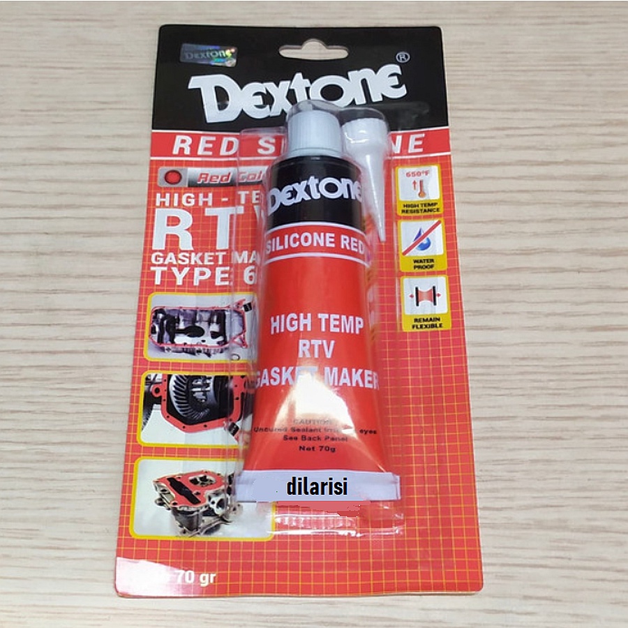 Dextone Merah Lem High Temp Lem Gasket HI TEMP Packing Mobil Motor Mesin Radiator Tahan Panas