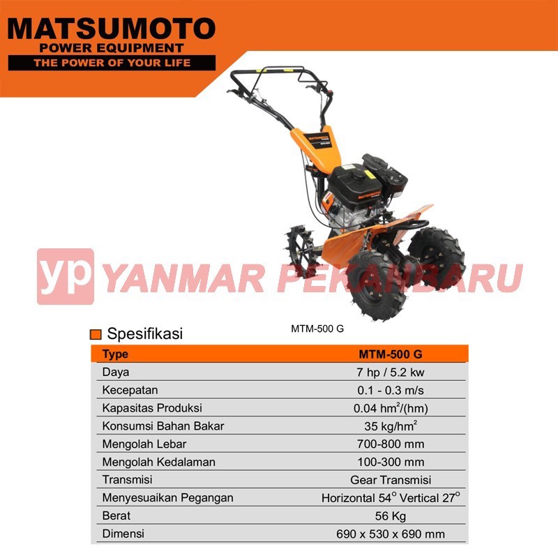 Mesin Bajak Sawah / Traktor Tangan / Mini Tiller MTM 500 G MATSUMOTO