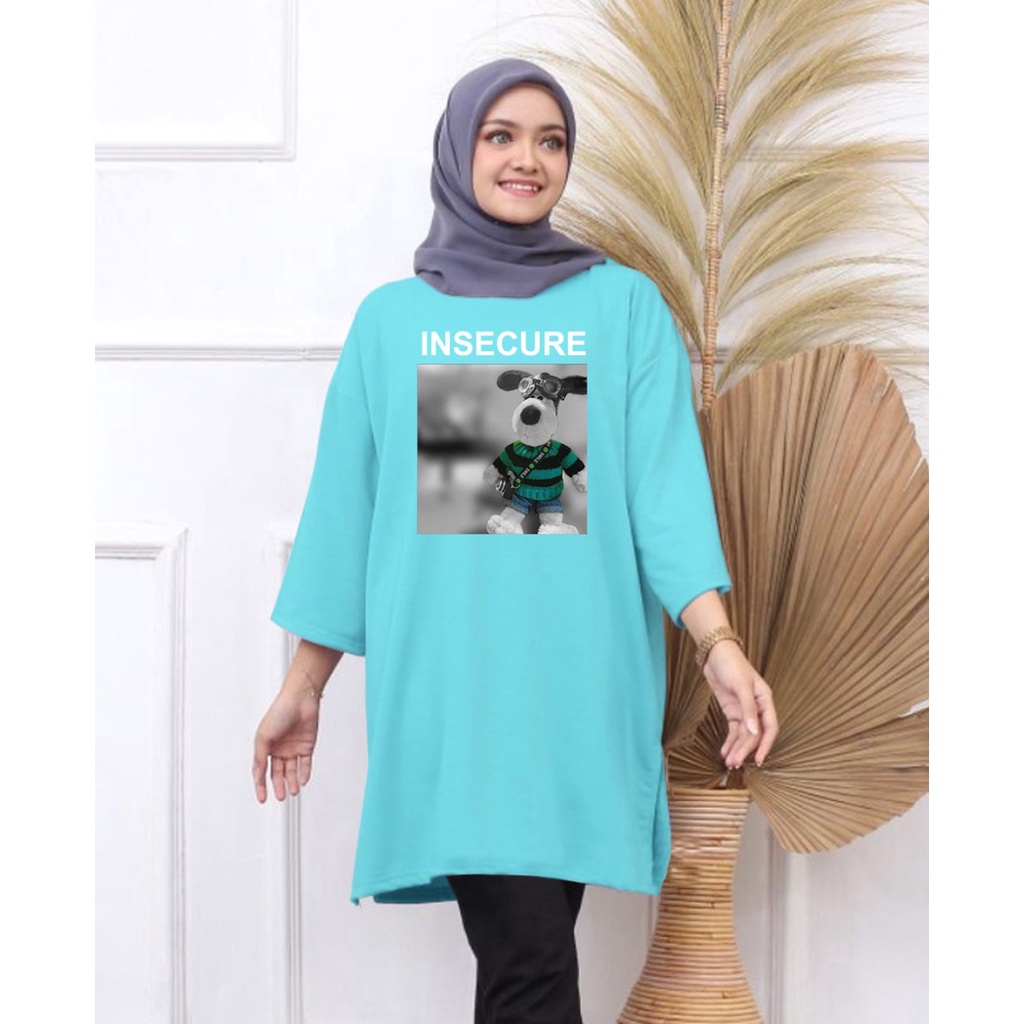 KAOS OVERSIZE TOP HIJAB WANITA BASIC INSECURE / OVERSIZE SLIT BLOUSE