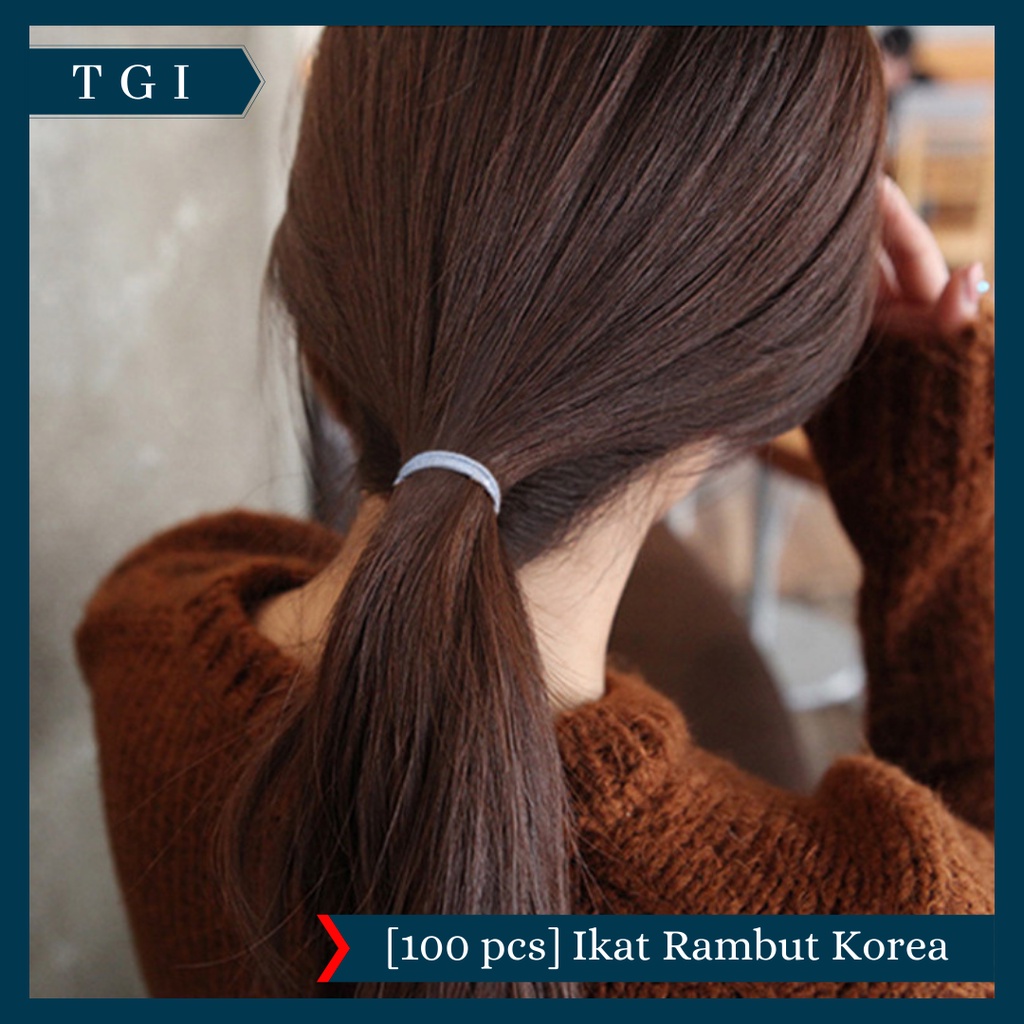 TGI - [100 PCS] IKAT RAMBUT KOREA MURAH FREE TAS ZIP LOCK | IKAT KARET RAMBUT ELASTIS WARNA POLOS