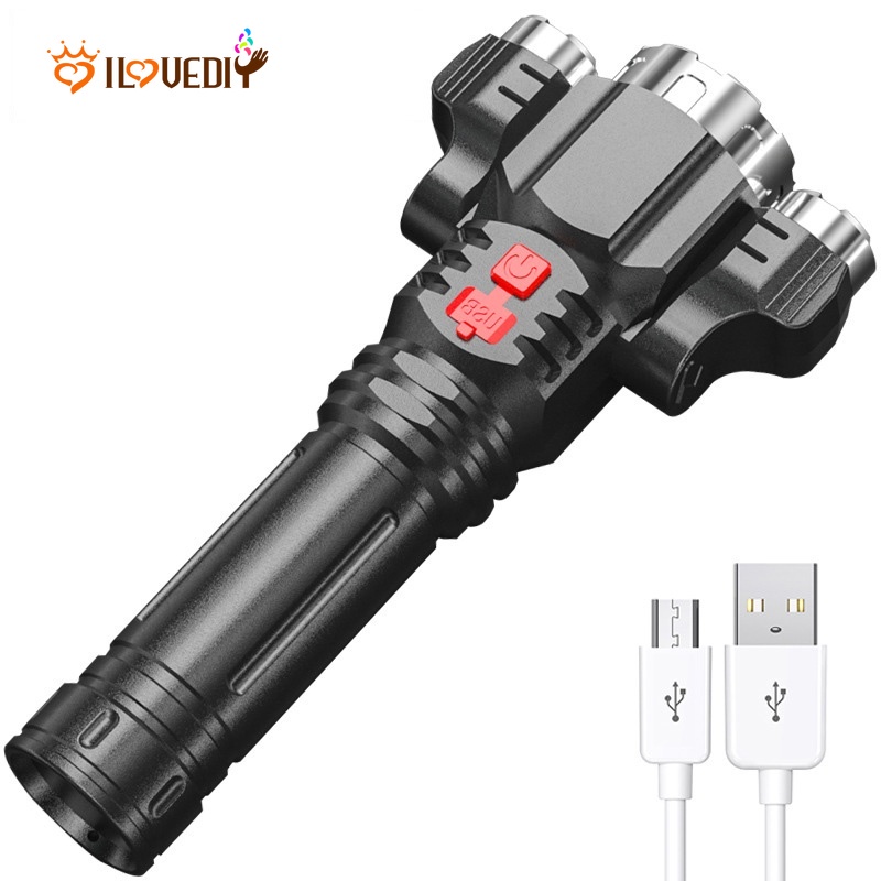 Lampu Senter Kepala Portable Anti Air Charge USB Untuk Camping / Hiking / Lari / Bersepeda